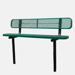 Outdoor Bench - 6ft Green In-Ground Mount Steel