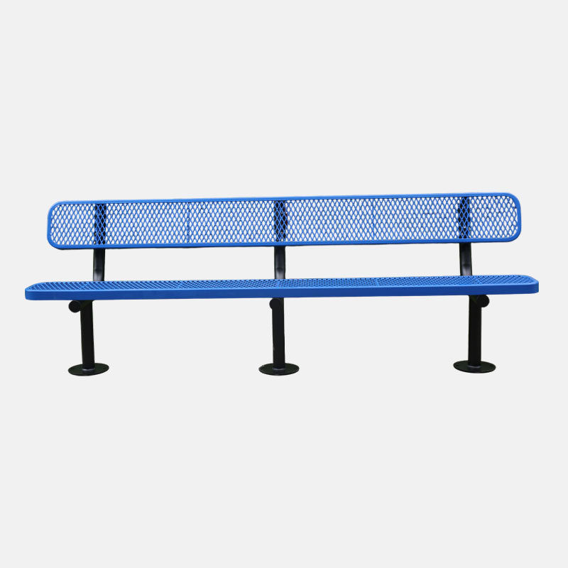 Outdoor Bench - 8ft Surface Mount Steel with Back
