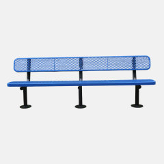 Outdoor Bench - 8ft Surface Mount Steel with Back