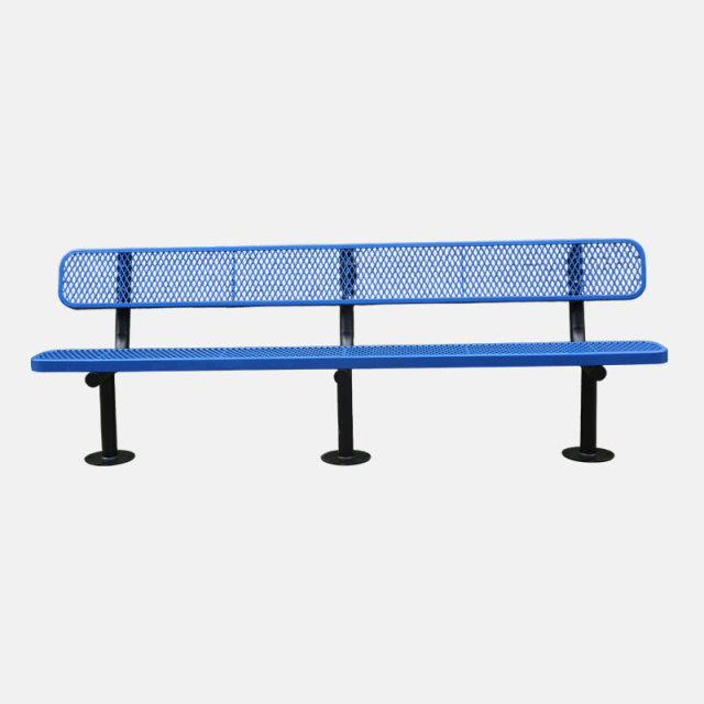 Outdoor Bench - 8ft Surface Mount Steel with Back