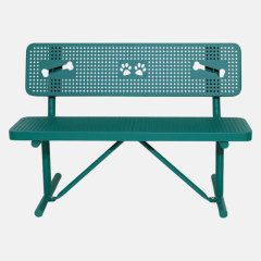 Dog Paw Bench - 6ft Green Perforated Steel