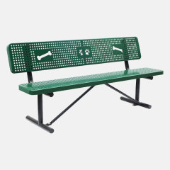 Dog Park Bench - Green Perforated Steel with Bone Design
