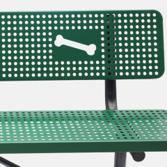 Dog Park Bench - Green Perforated Steel with Bone Design