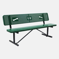 Dog Park Bench - Green Perforated Steel with Bone Design