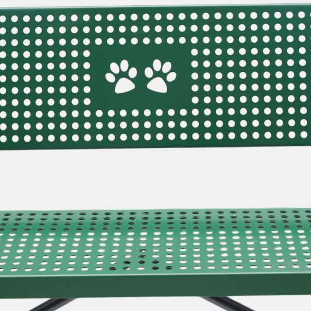 Dog Park Bench - Green Perforated Steel with Bone Design