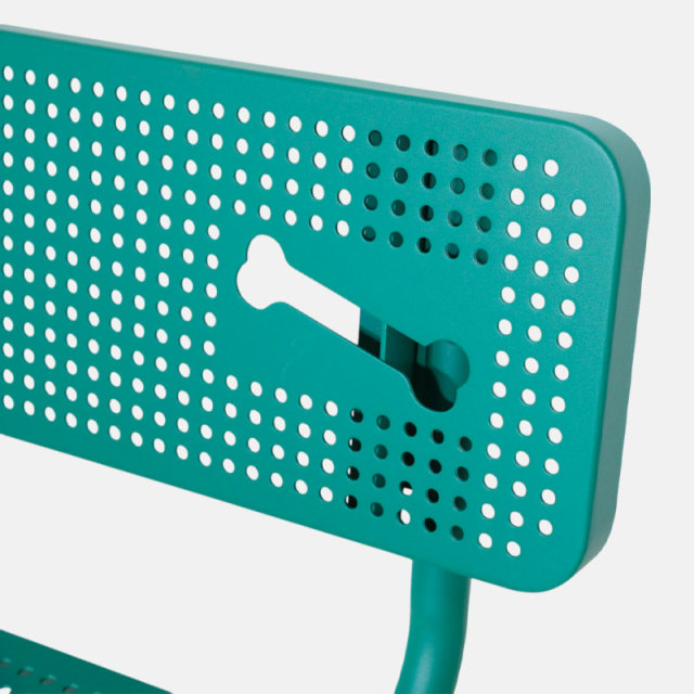 Dog Paw Bench - 6ft Green Perforated Steel