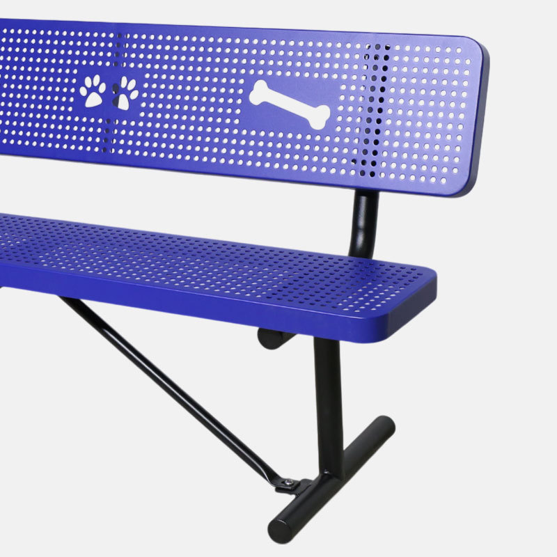 Pet Park Bench Durable Metal Paw Print Backrest - Arlau