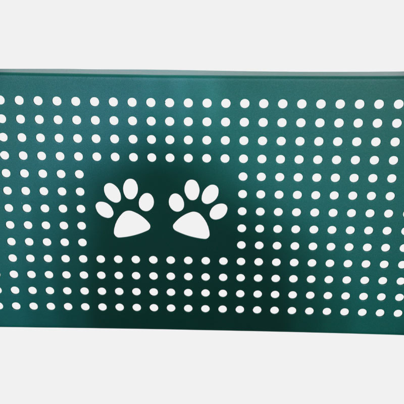 Dog Paw Bench - 6ft Green Perforated Steel