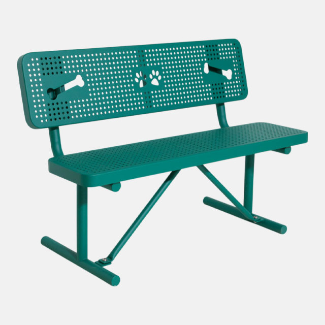Dog Paw Bench - 6ft Green Perforated Steel
