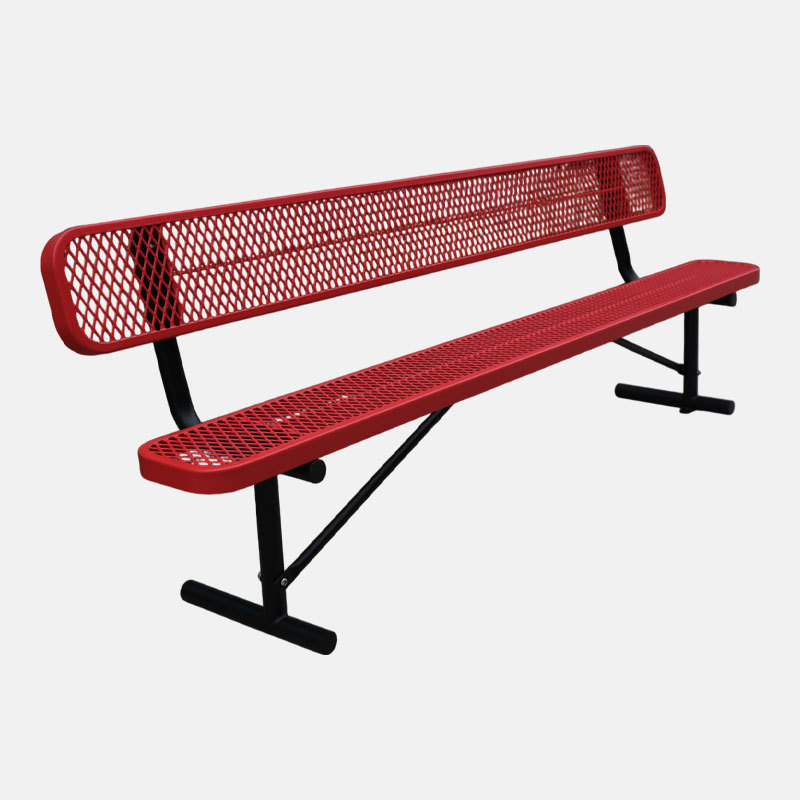 Expanded Metal Bench - 8ft Red UV Resistant - yalau