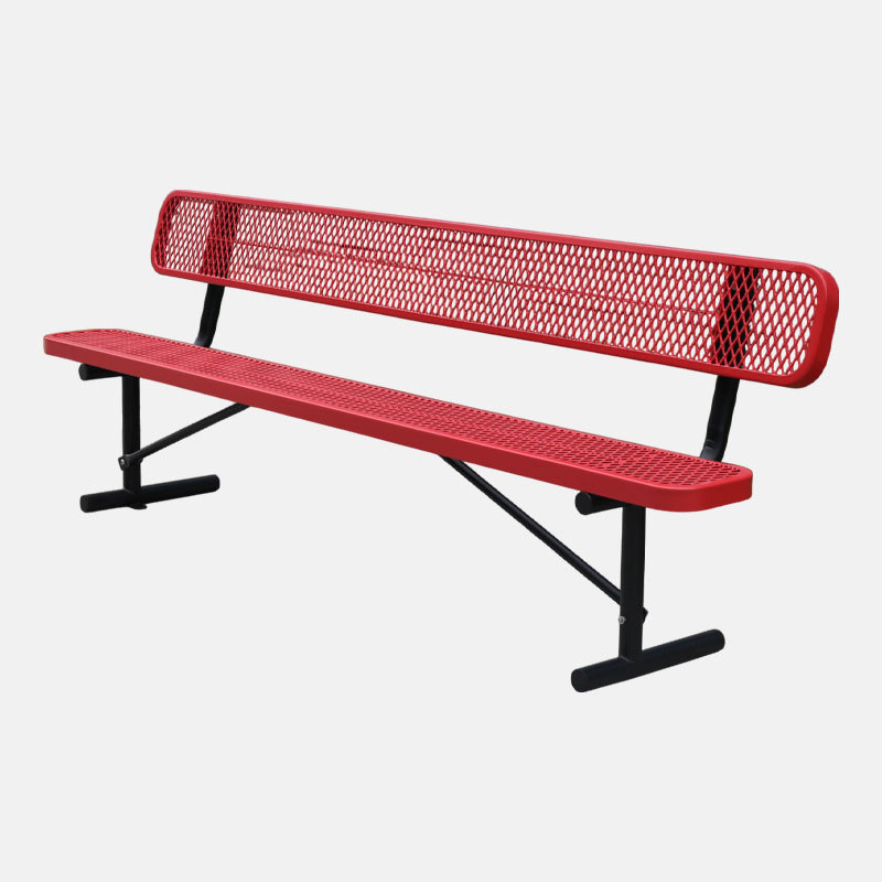 Expanded Metal Bench - 8ft Red UV Resistant - yalau