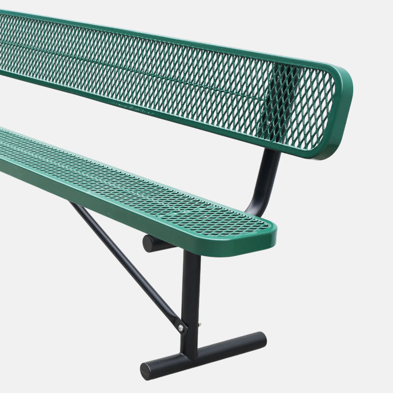 8ft Green Commercial Bench - Thermoplastic Coated Outdoor Seating