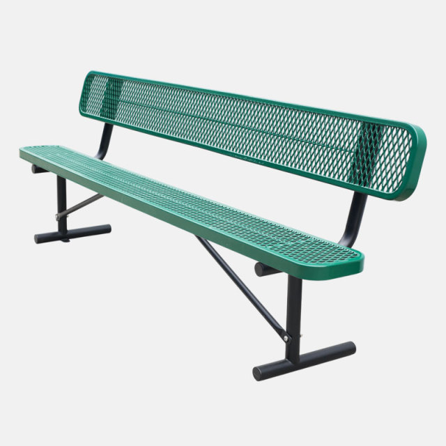 8ft Green Commercial Bench - Thermoplastic Coated Outdoor Seating
