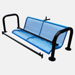 Steel Bench - 6ft Blue Outdoor with Backrest