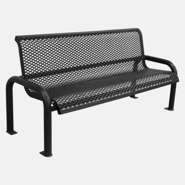 Steel Bench - 6ft Outdoor with Backrest & Plastisol