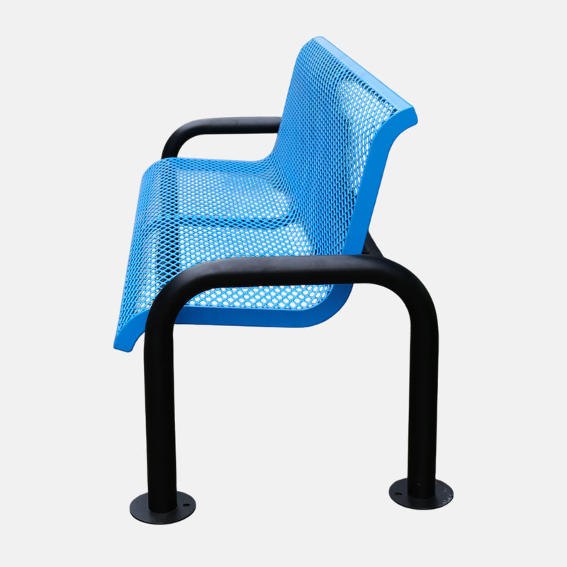 Steel Bench - 6ft Blue Outdoor with Backrest