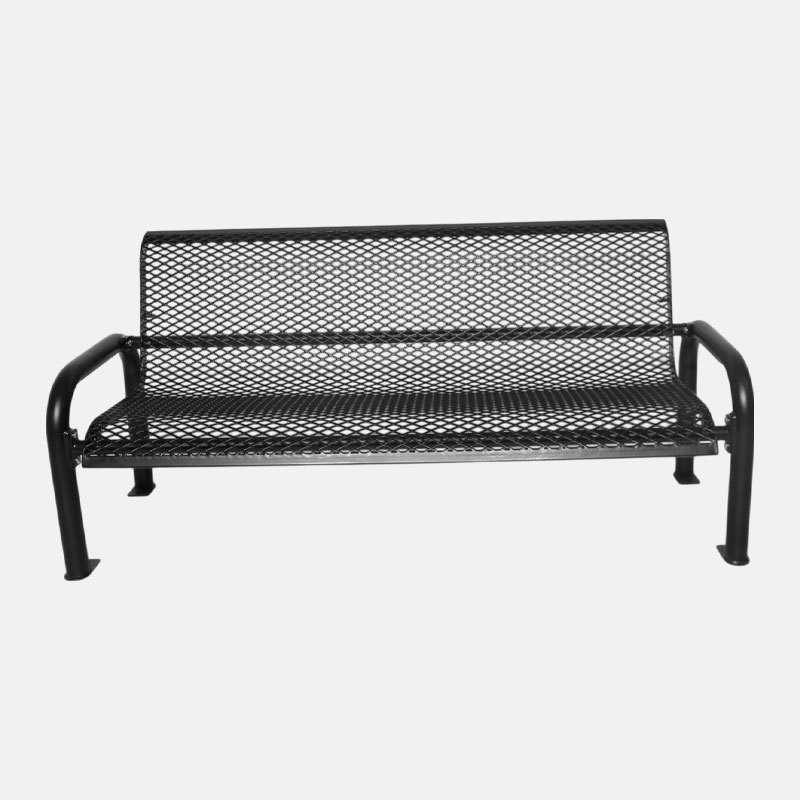 Steel Bench - 6ft Outdoor with Backrest & Plastisol
