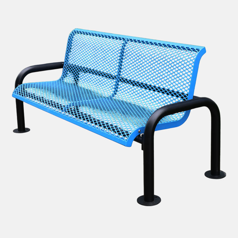 Steel Bench - 6ft Blue Outdoor with Backrest