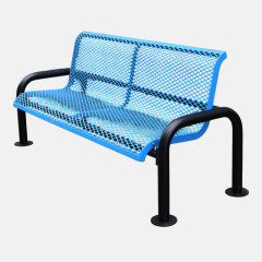 Steel Bench - 6ft Blue Outdoor with Backrest