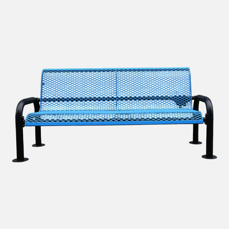 Steel Bench - 6ft Blue Outdoor with Backrest