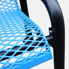 Steel Bench - 6ft Blue Outdoor with Backrest