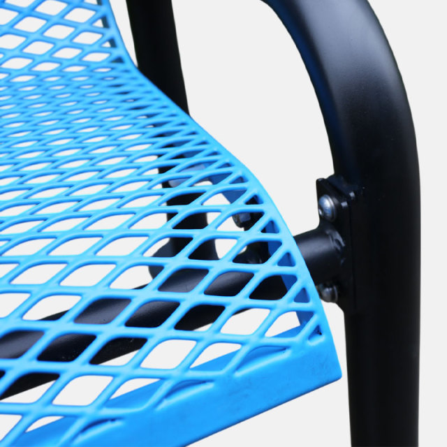 Steel Bench - 6ft Blue Outdoor with Backrest