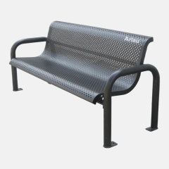 Steel Park Bench with Back and Armrests - 500lb Capacity