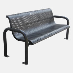 Steel Park Bench with Back and Armrests - 500lb Capacity