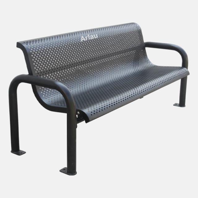 Steel Park Bench with Back and Armrests - 500lb Capacity