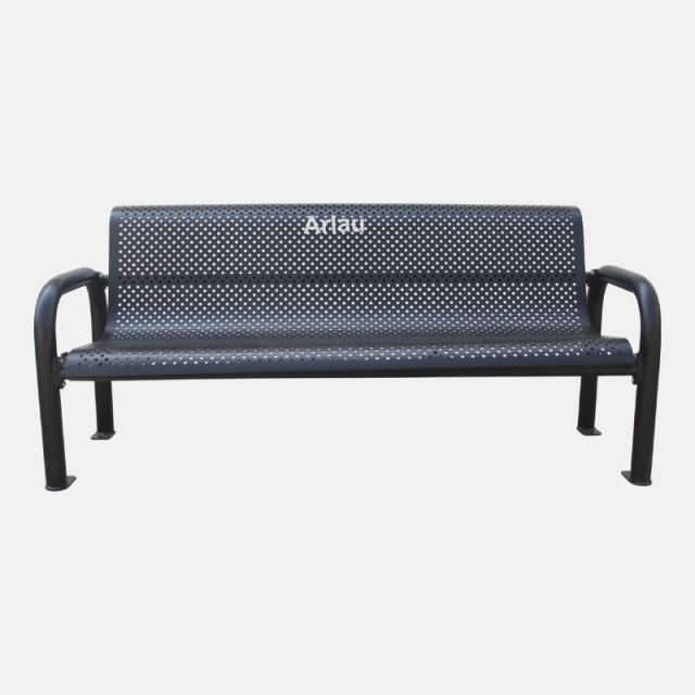 Steel Park Bench with Back and Armrests - 500lb Capacity