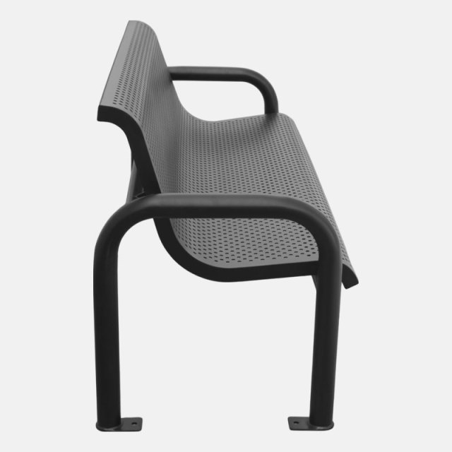 Steel Park Bench with Back and Armrests - 500lb Capacity