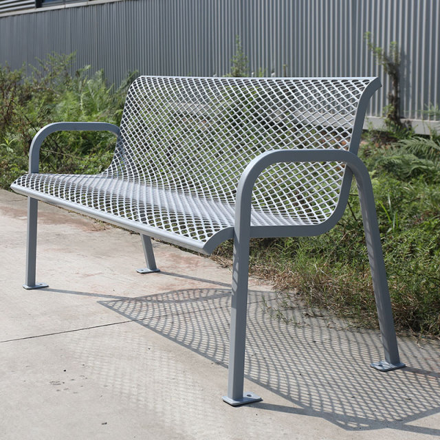 Garden Bench - 6ft Grey Thermoplastic Coated Metal