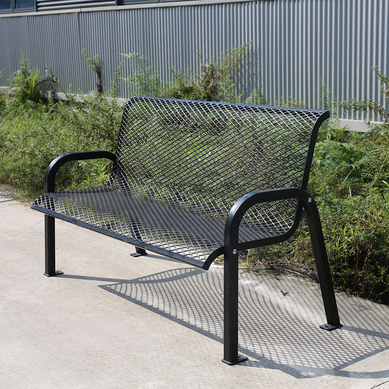 Garden Bench - 6ft Black Thermoplastic Coated Metal