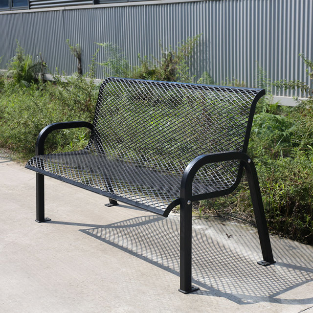 Garden Bench - 6ft Black Thermoplastic Coated Metal