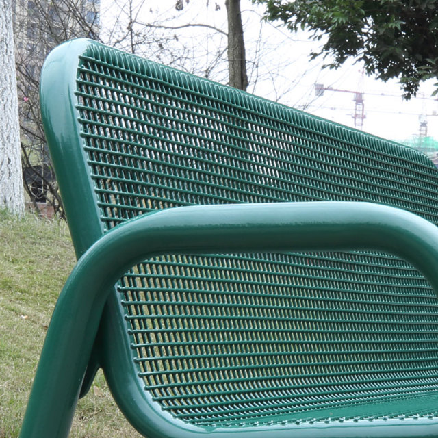 Metal Bench - 6ft Outdoor Public Seating with Back