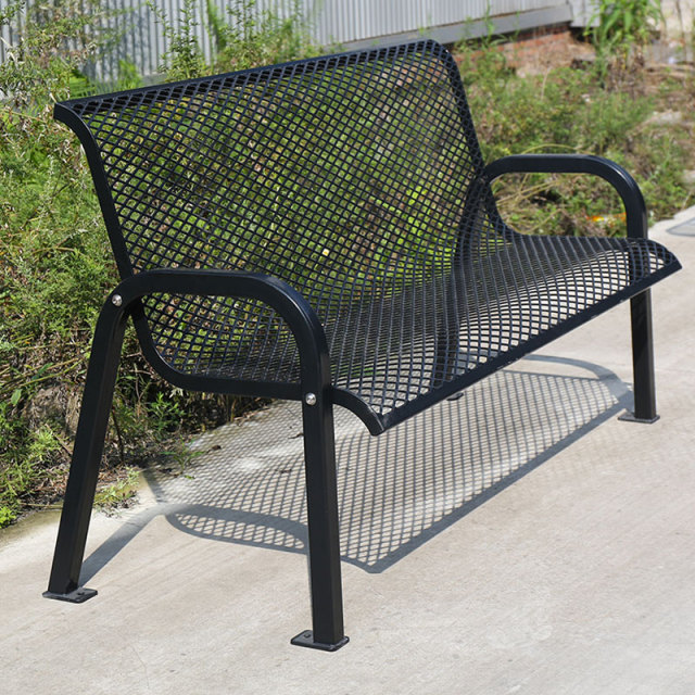 Garden Bench - 6ft Black Thermoplastic Coated Metal