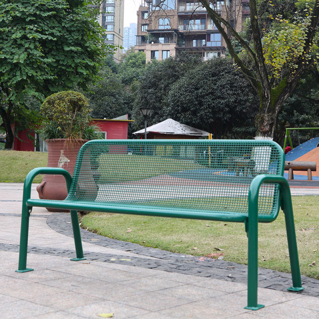 Metal Bench - 6ft Outdoor Public Seating with Back