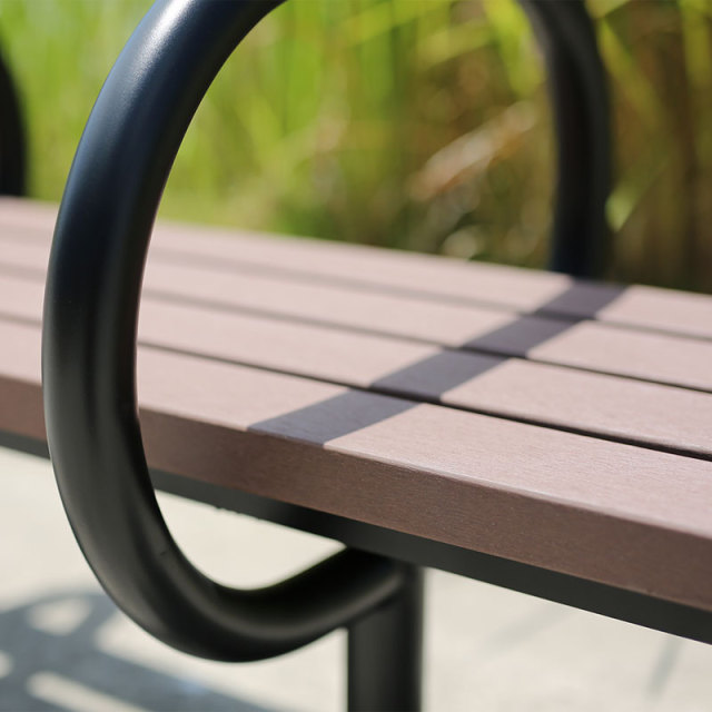 Backless Park Bench Recycled Plastic Steel Frame