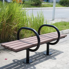 Backless Park Bench Recycled Plastic Steel Frame