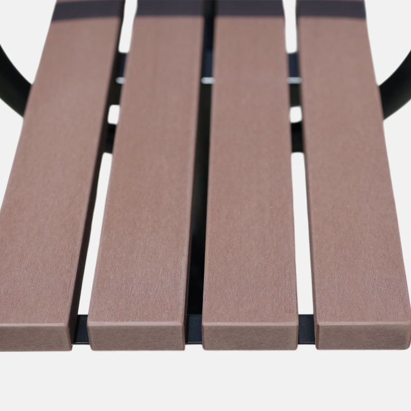 Backless Park Bench Recycled Plastic Steel Frame