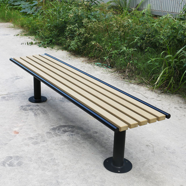 Backless Outdoor Bench - Recycled Plastic and Steel Frame