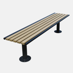 Backless Outdoor Bench - Recycled Plastic and Steel Frame
