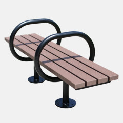 Backless Park Bench Recycled Plastic Steel Frame