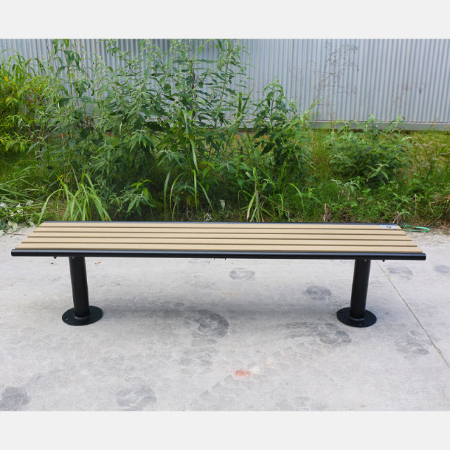 Backless Outdoor Bench - Recycled Plastic and Steel Frame