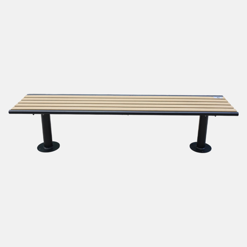 Backless Outdoor Bench - Recycled Plastic and Steel Frame