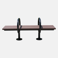 Backless Park Bench Recycled Plastic Steel Frame