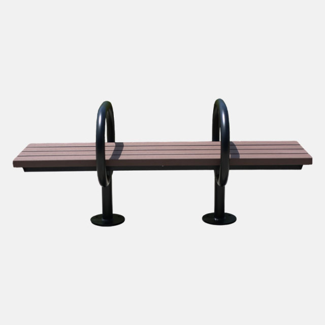 Backless Park Bench Recycled Plastic Steel Frame