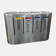 4-in-1 Stainless Steel Recycling Bin - 23 Gallon Commercial Sorter