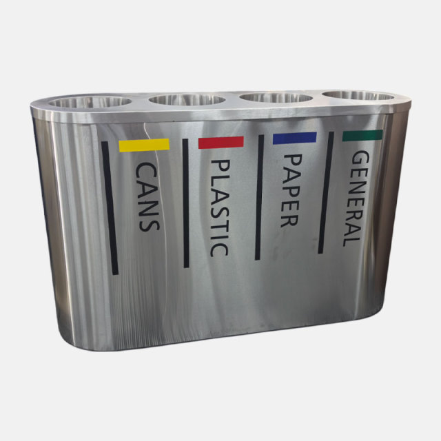 4-in-1 Stainless Steel Recycling Bin - 23 Gallon Commercial Sorter