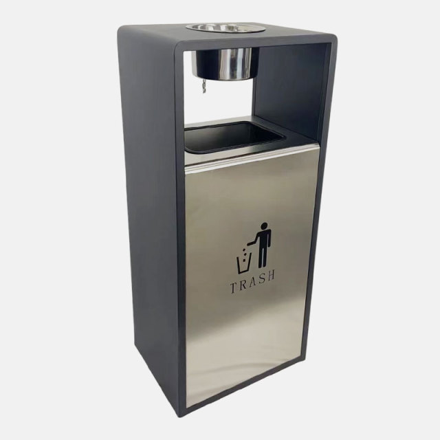 Commercial Trash Can - 40L Stainless Steel Outdoor Waste Bin